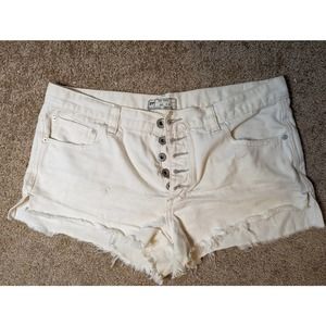 Free People White Cut off Distressed Denim Shorts - Size 30